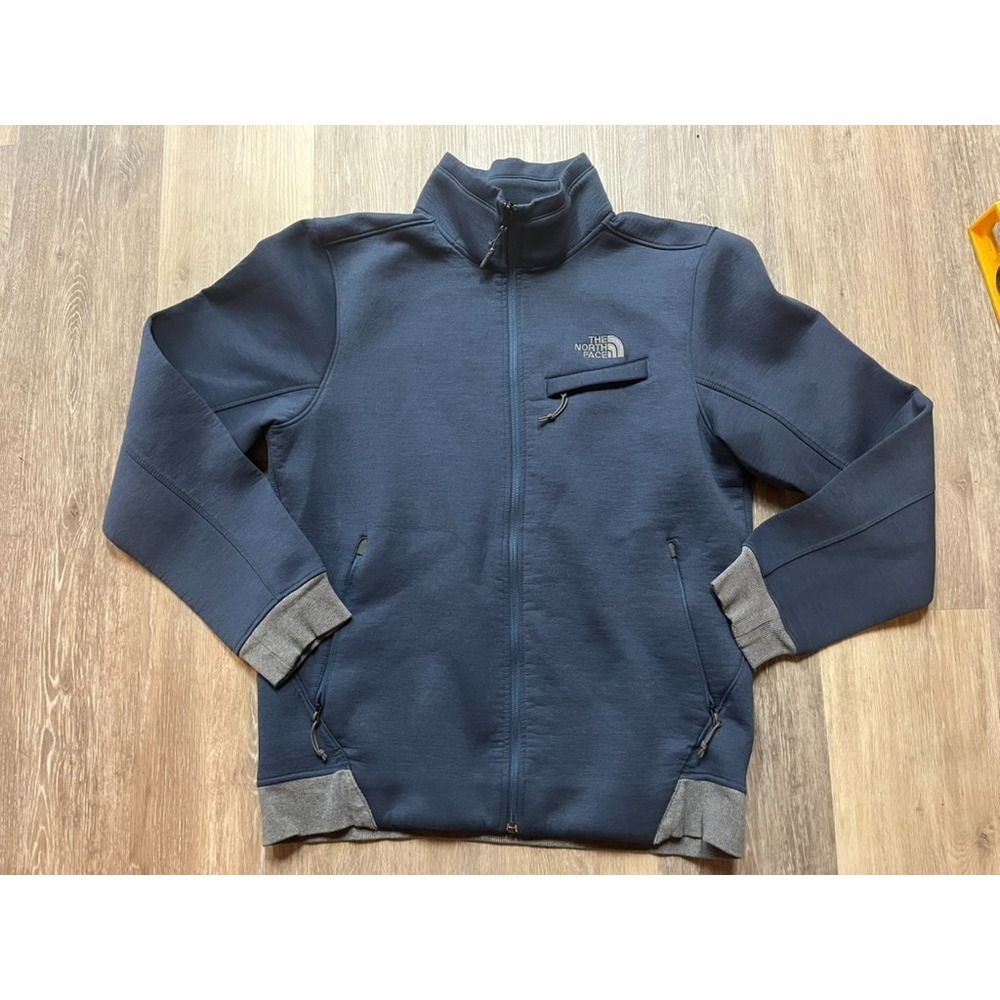 North Face Full Zip Thermal Performance 3D Knit Jacket Blue Gray Men's Large